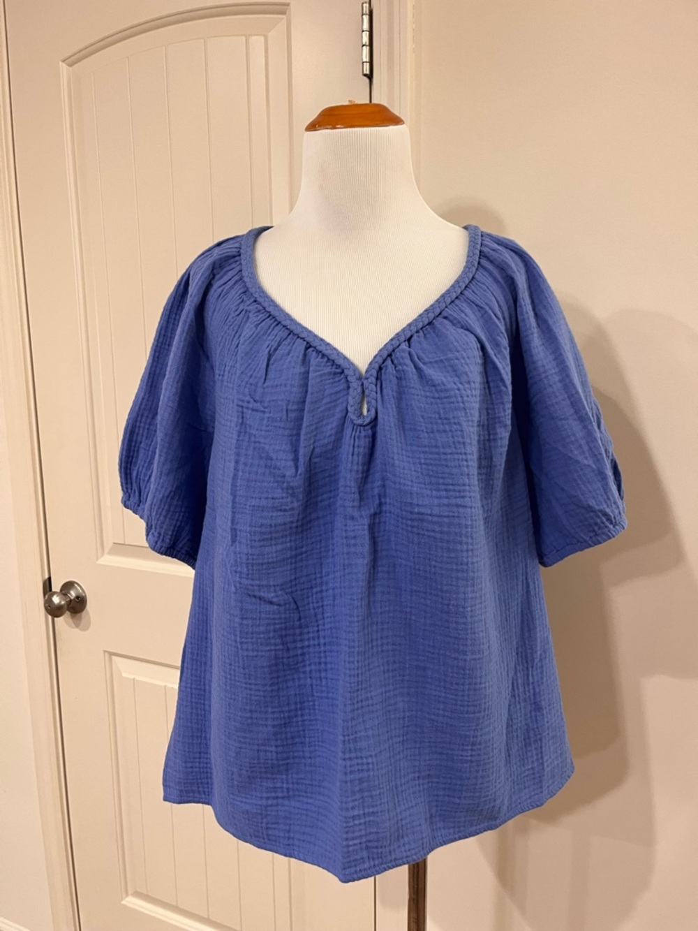 J. Crew Periwinkle Gauze Peasant Blouse